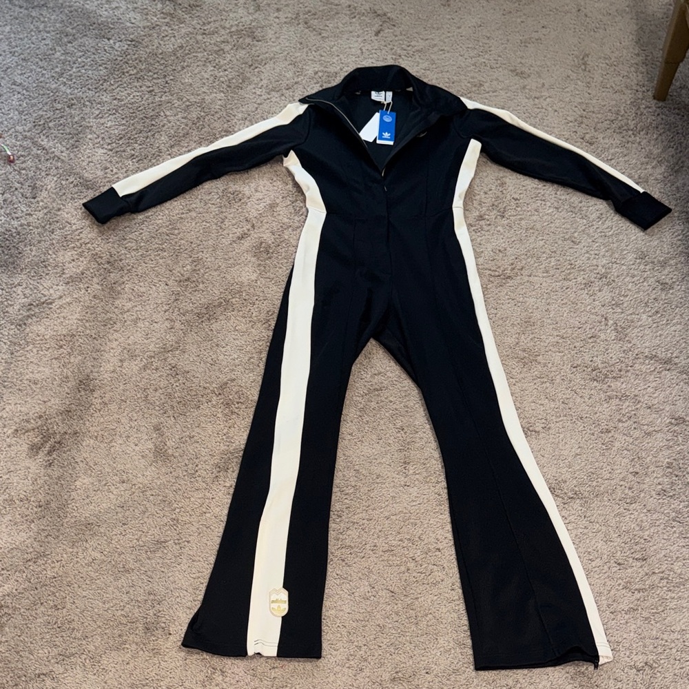adidas Black and Cream Jumpsuit